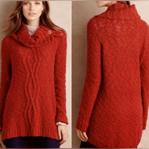Anthropologie Sweaters - Anthropologie Moth Beautiful Rust Orange Chunky Long Knit Long Sweater. Medium